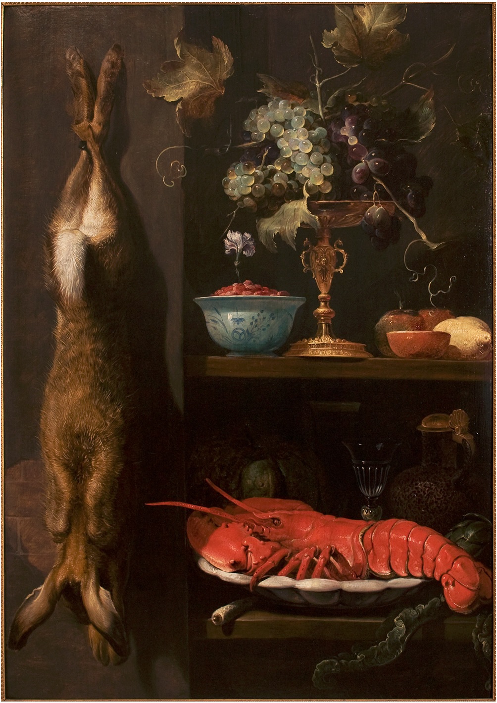 Frans Snijders - Still Life with a Hare, Tazza of Grapes and a Lobster